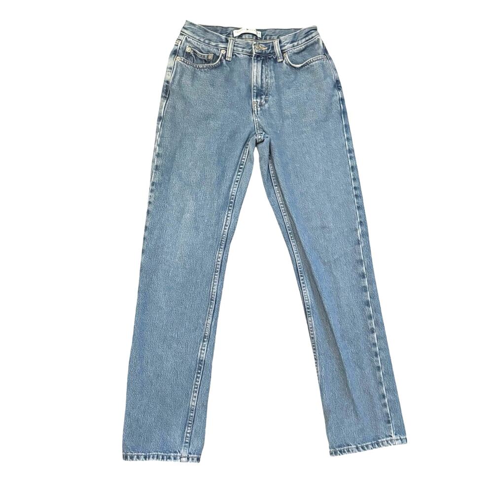 Vintage 90s Tommy Hilfiger stonewash blue mid rise straight jeans 26"